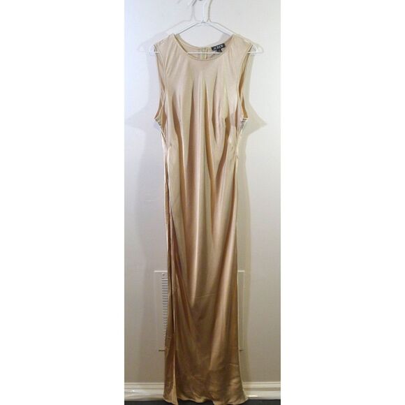 J. Crew Metallic High Neck Slip Dress In Luster Crepe Spring 2024 - Gold 18 - Picture 5 of 12